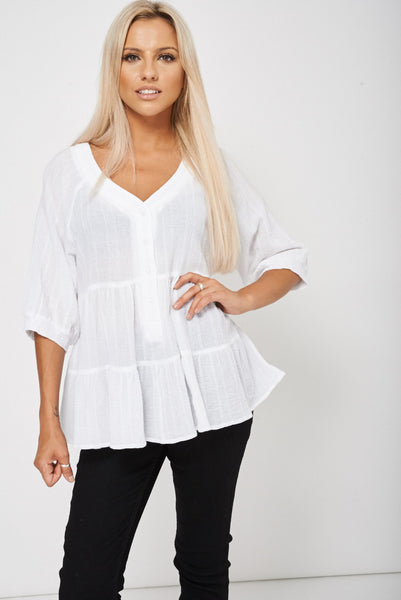 White Smock Textured Top