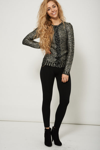 Winter Trend Cardigan With Sequin Embellishment