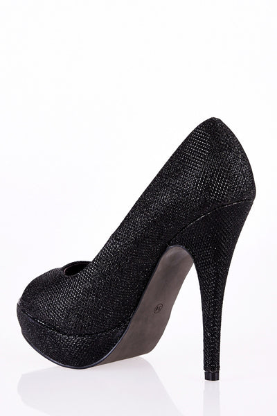 Sparkly Stiletto Peep Toe Platform Shoe