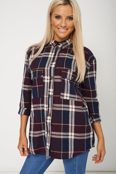 New Fashioned Women Check Pattern Crop Shirt Ex-Branded