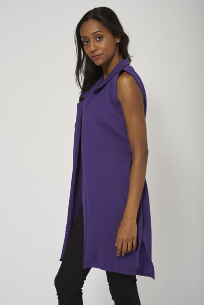 Purple Textured Open Cardigan