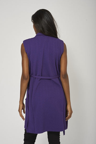 Purple Textured Open Cardigan