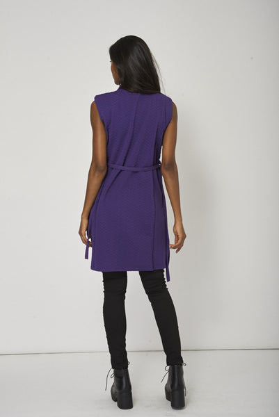 Purple Textured Open Cardigan